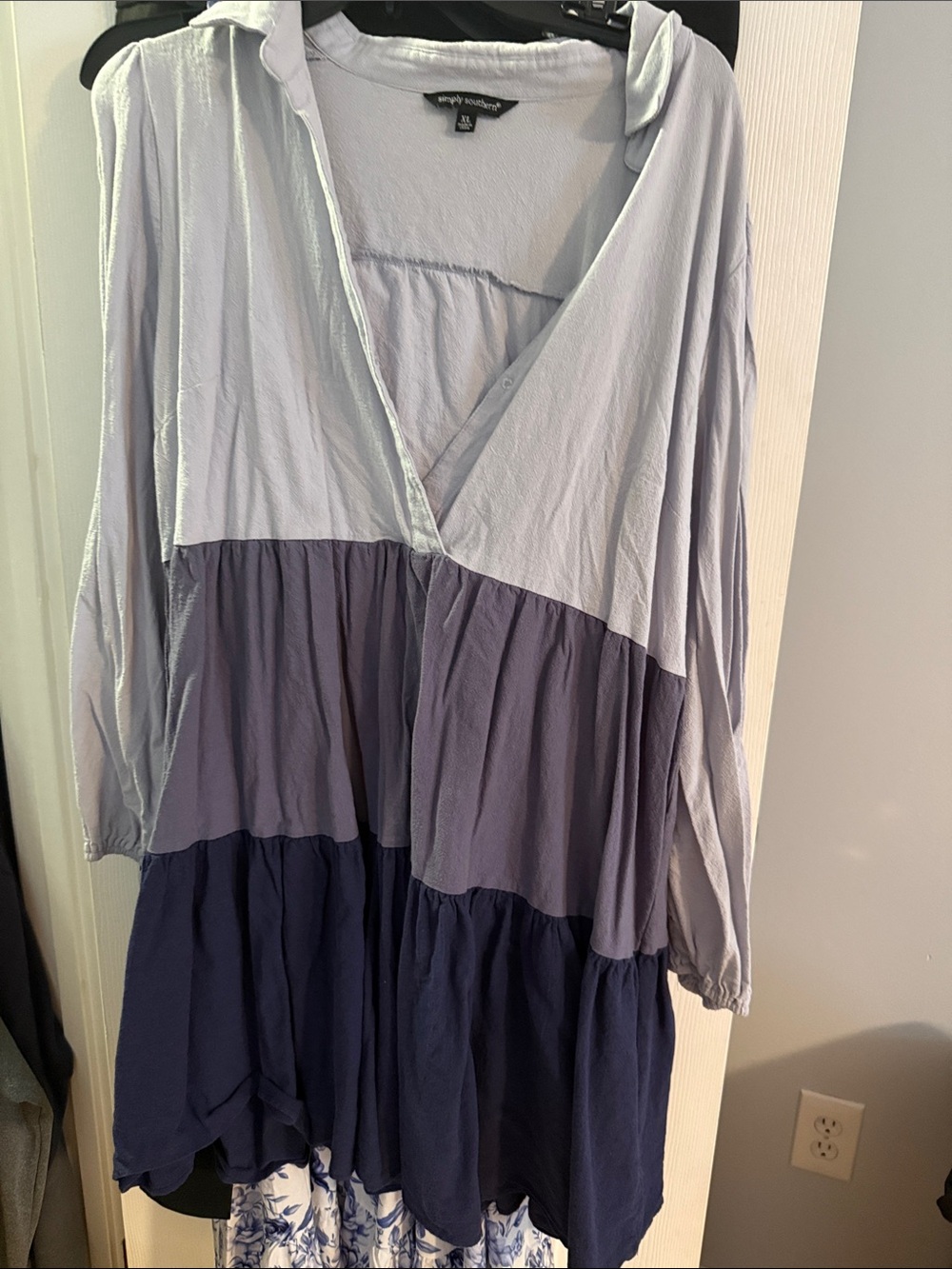 Simply Southern Layered Colorblock Tunic Dress - Light Blue, Lavender, Navy